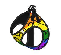 Large Pet Leash Vest Dog Harness - Small Sized, Gay Pride Rainbow Pattern Print Adjustable for Cats and Dogs, Perfect for Outdoor Walking