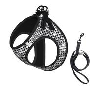 Large Pet Leash Vest Dog Harness - Small Sized, Silver Sequin Sparkle Pattern Print Adjustable for Cats and Dogs, Perfect for Outdoor Walking