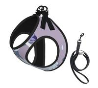 Large Pet Leash Vest Dog Harness - Small Sized, White Peony Print Adjustable for Cats and Dogs, Perfect for Outdoor Walking