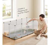 Large Pet Playpen with Floor DIY Plastic Indoor Animal Enclosure SONGMICS White One Size