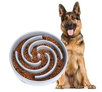 Large Pet Slow Feeder Dog Bowl, Slow Eating Dog Bowl Fun Puzzle Feeding Bowl Non Skid Bloat Stop Dog Food Bowl Interactive Maze Bowl Light grey