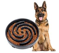 Large Pet Slow Feeder Dog Bowl, Slow Eating Dog Bowl Fun Puzzle Feeding Bowl Non Skid Bloat Stop Dog Food Bowl Interactive Maze Bowl Dark gray