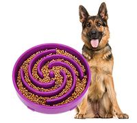 Large Pet Slow Feeder Dog Bowl, Slow Eating Dog Bowl Fun Puzzle Feeding Bowl Non Skid Bloat Stop Dog Food Bowl Interactive Maze Bowl Purple
