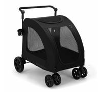 Large Pet Stroller for Dogs, Portable Travel Push-Pull Cart for Medium & Large Bs, Features 5 Mesh Windows, Accommodates Two Medium-Sized Dogs.