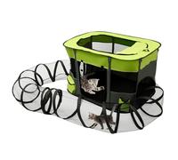 Large Pet Tunnel Cat, 90x70x60cm Foldable Small Animal Playpen, Outdoor Cat Enclosure Tunnel with Zipper Top Cover & Side Pocket, Protable Puppy Playpens Indoors with Carrying Bag for Kittens, Rabbits