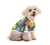 Large Pets Dogs T-Shirt, Colorful Dream Mushroom Print Cats Cotton Sweatshirts, for Chihuahua Yorkie Puppy Clothes Short Sleeve