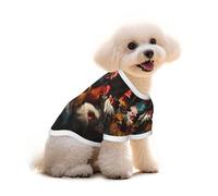 Large Pets Dogs T-Shirt, Rooster Family Portfolio Print Cats Cotton Sweatshirts, for Chihuahua Yorkie Puppy Clothes Short Sleeve