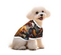 Large Pets Dogs T-Shirt, Roosters Dressed in Many Colors Print Cats Cotton Sweatshirts, for Chihuahua Yorkie Puppy Clothes Short Sleeve