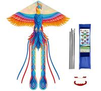 Large Phoenix Kite, 107x71inch Single Line Colorful Kite with Long Tail Beginner Beach with Winding Handle and 100m Line Outdoor for Kids and Audlts Park Games Activities