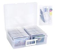 Large Photo Storage Boxes with Dividers, 16 Pcs Plastic Photo Case 17x12x3cm, Photo Keeper Storage Containers Box, Clear Photo Organiser for Photographs Crafts Seed Stamps Stationery, 38x31x13cm