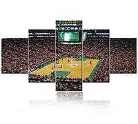 Large Pictures for Living Room 5 Panel Canvas TD Garden Arena Stadium Paintings NBA All Star - Boston Celtics Wall Art Home Decor Giclee Wooden Framed Gallery-Wrapped Ready to Hang - 60''Wx32''H