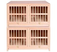 Large Pigeon Cage for Homing Pairs, Stackable Indoor/Outdoor Coop with Upward Flip Nest Box & Movable Partition (Natural, 2pcs, 27.6 inches)