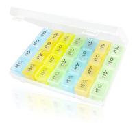Large Pill Box, Pill Organiser Tablet Organiser Pill Boxes 7 Day 4 Times a Day Medication Organizer with 28 Compartments Dosette Box for Medication, Supplements, Vitamins, and Cod Liver Oil