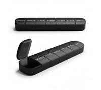 Large Pill Organiser 7 Day Weekly, One-a-Day Pill Box with Big Compartments for Vitamins, Fish Oils and Medication, Easy-Open Daily Tablet Case, Black