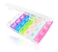 Large Pill Organiser, Pill Box Tablet Organiser Pill Boxes 7 Day 4 Times a Day Medication Organizer with 28 Compartments Dosette Box for Medication, Supplements, Vitamins, and Cod Liver Oil