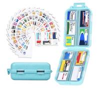 Large Pill Organizer with 189 Labels, Travel Pill Organizer with Labels Pill Case Travel Daily Pill Organizer Purse Accessories Car Essentials for Women (Blue, 1 Pack)