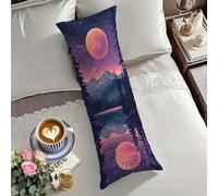 Large Pillow Cases 16x56in/40x140cm Pink Side Sleeper Pillow Cover Landscape Cushion Covers Comfort Soft Velvet Double-Sided Printing Headboard Cushion, with Invisible Zipper Long Pillowcase O-1470