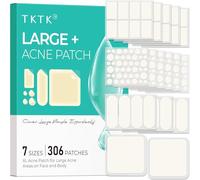 Large Pimple Patches for Face, 7 Sizes Big Acne Patches, XL Hydrocolloid Bandages for Body, Chin, Forehead, Nose, Back Blemish Zit Breakouts, Hydrocolloid Patch (Square, Strip, Dot 306 Count)