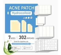 Large Pimple Patches for Face,7 Sizes Pimple Patches, Hydrocolloid patches, Acne Dots Pimple Stickers for Face, Body, Chin, Forehead Breakouts, Daytime Invisible & Waterproof Spot Patches（302 Count）