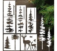 Large Pine Tree Stencils for Painting on Wood Fence Giant Wall Stencils Reusable Forest Tree Mural Templates for Wall Garden Fence Window Furniture