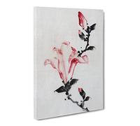 Large Pink Blossom By Katsushika Hokusai Asian Japanese Canvas Wall Art Print Ready to Hang, Framed Picture for Living Room Bedroom Home Office Décor, 20x14 Inch (50x35 cm)