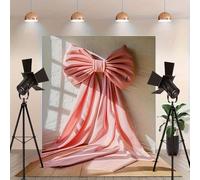 Large Pink Bow Birthday Decorations Backdrop Big Coquette Pink Bow for Girls Room Wall Decor Wedding Bachelorette Party Bridal Shower Christmas Supplies Photo Studio Props (A, 6X8FT)
