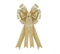 Large Pink Glitter Bow for Christmas, Double Layered Tree Decoration Two Tone Patchwork for Doors Outdoor(Golden)