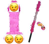 Large Pink Party Piñata with Stick & Blindfold - Funny Hen Night Game for Adults - Fill with Sweets or Surprises - 20” Hanging Piñata for Stag Hen Do Celebration Decorations