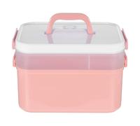 Large Pink PP Nail Art Tool Box for Home and Travel Storage | Portable Manicure Organizer, Simple Generous Look Design, Stores Gel Polish and Supplies, Easy Carrying