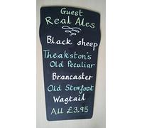 Large Pint Beer Glass Shaped Kitchen Chalk Board for Bar Top with Wooden Base