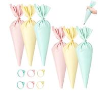Large Piping Bags, Icing Bags Set of 6, Reusable Silicone Piping Bags for Cake Decorating with Multiple Colours, Ideal for Home Baking and Professional Pastry Decoration, Yellow Green Pink Colour Opti