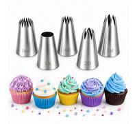 Large Piping Tips Set, Stainless Steel Frosting Piping Kit, 1M #2D #4B #D66# 1A Pastry Cake Decorating Tips Baking Tools for Cookies Cupcake Decorating Kit