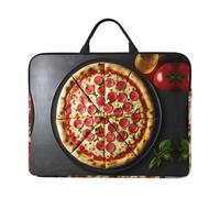 Large Pizza Print 14in Laptop Case Sleeve Bag â€“ Portable Handle, Business Travel, Commuting, Accessory Pocket