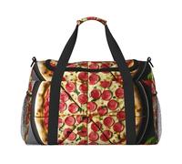 Large Pizza Print Ample Space Travel Duffle Bag Stylish with Waterproof Zipper for Airplane Gym