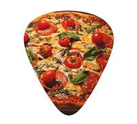 Large Pizza Print Guitar Picks 12-Pack - Assorted Thickness Picks (0.46mm, 0.71mm, 0.96mm) with Storage Box & Assorted Unique Design for Acoustic, Electric, Bass, and Ukulele Players