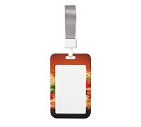 Large Pizza Print Id Badge Holder Sliding Card Holder Vertical Card Protector Cover Case Teacher Lanyard for Office Women Men