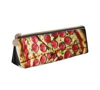 Large Pizza Print PVC Coin Purse Money Bag Makeup Case Pencil Pouch Zipper stationery case Women Men, White, One Size, Simple