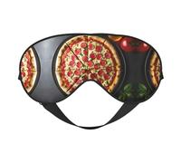 Large Pizza Print Soft Eye Mask - Comfortable Sleep, Elastic Nighttime Shade, Eye Covers for Travel, Meditation