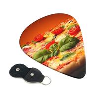 Large Pizza Printed Guitar Picks 6 Pcs Guitar Plectrum Acoustic Electric Guitar Pick for Bass Electric Acoustic Guitars Ukulele Thin Medium Thick Set 0.71mm