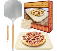 Large Pizza Stone & Peel Set for Oven - Create Restaurant Style Pizza at Home (35x40cm (40.6 cm x 35.5 cm x 2.5 cm)