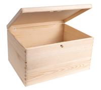 Large Plain Wooden Storage Box | with Lock, Hinged Lid & Key | Gift B