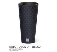 Outdoor Tall Garden Planter 25x47cm Anthracite Rattan Pot With Soil Saver Insert