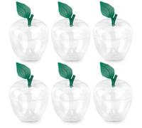 Large Plastic Apple Candy Jar 5.9x4.3 Inches, Apple Shape Cookie Jar for Christmas Decor, Xmas Decor (6 in Clear)