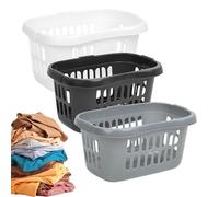 Large Plastic Black Silver & Ice White Hipster Laundry Baskets For Laundry Rooms (2, Midnight (Black/Grey))