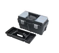 Urbn-Living Large Black Plastic Toolbox With Lid & Storage Compartments
