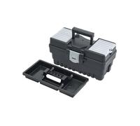 Large Plastic Black Toolbox Chest Professional Lid Storage Compartment Tools