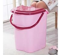 Large Plastic Deep Foot Bath Basin, Home Foot Spa Bath Barrel with Handle, Modern Foot Soaking Bath Basin with Movable Rollers, Mobile Feet Bucket for Soaking Foot, Long-Term Insulation,B