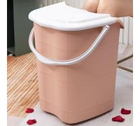 Large Plastic Deep Foot Bath Basin, Home Foot Spa Bath Barrel with Handle, Modern Foot Soaking Bath Basin with Movable Rollers, Mobile Feet Bucket for Soaking Foot, Long-Term Insulation,H