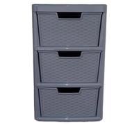 Large Plastic Drawers Rattan Effect Storage Unit 3 Drawer Chest Tower Home Office
