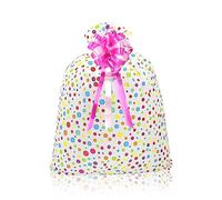 Large Plastic Gift Bag for Presents, 56× 36 inches Jumbo Gift Bags with Pull Bows Extra Large Gift Bag for Birthday, Christmas, Wedding, Baby Shower(Rose Red Pull Bows)